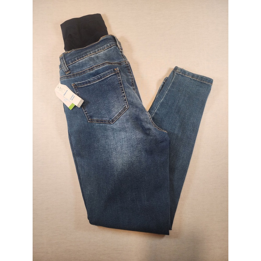 Time and Tru Womens Maternity Skinny Jeans Medium Wash Blue Size M 8-10 NWT